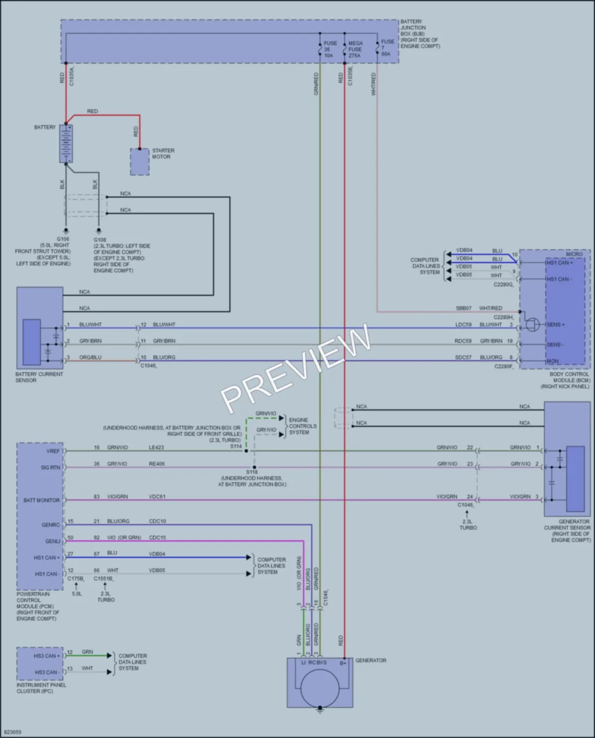 2023 Ford Mustang Starting Charging wiring diagram preview