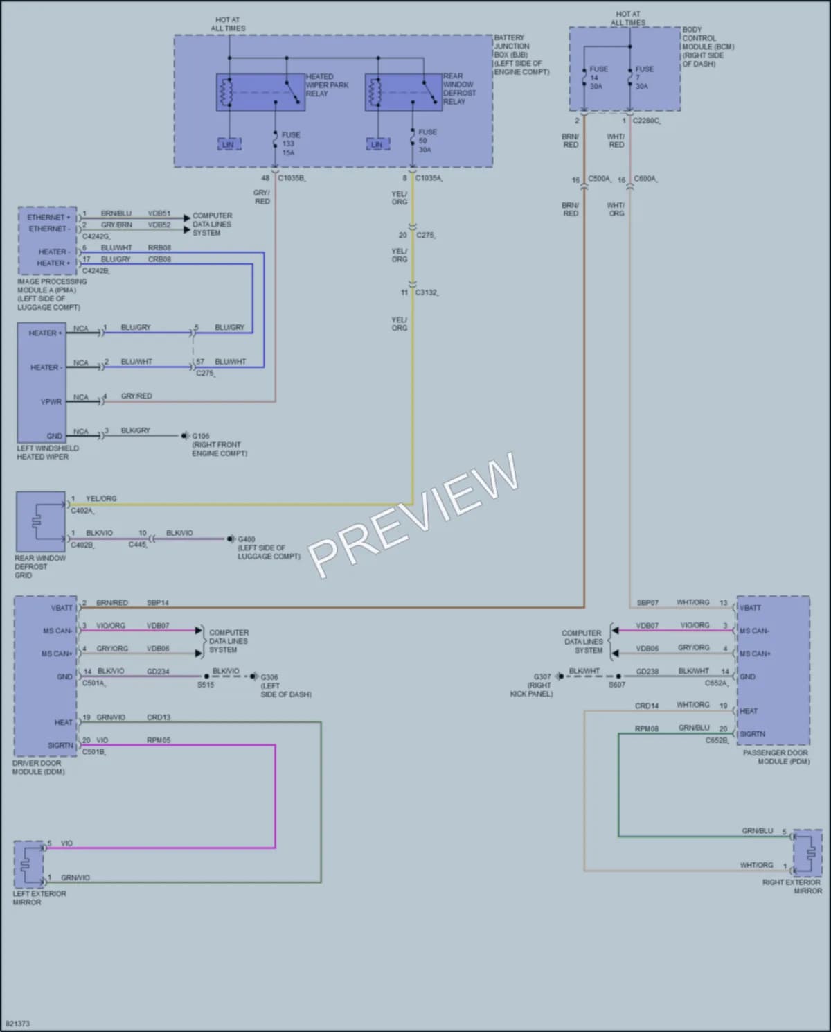 2023 Ford MustangMachE Defoggers wiring diagram preview