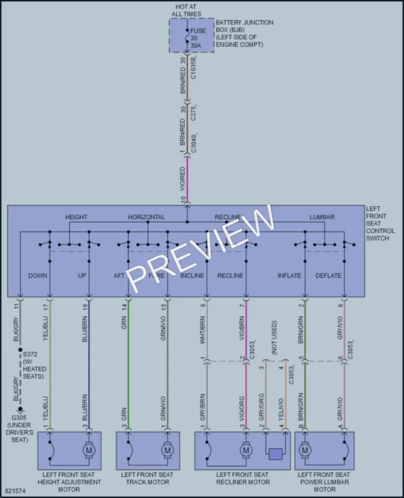 2023 Ford MustangMachE Power Seats wiring diagram preview