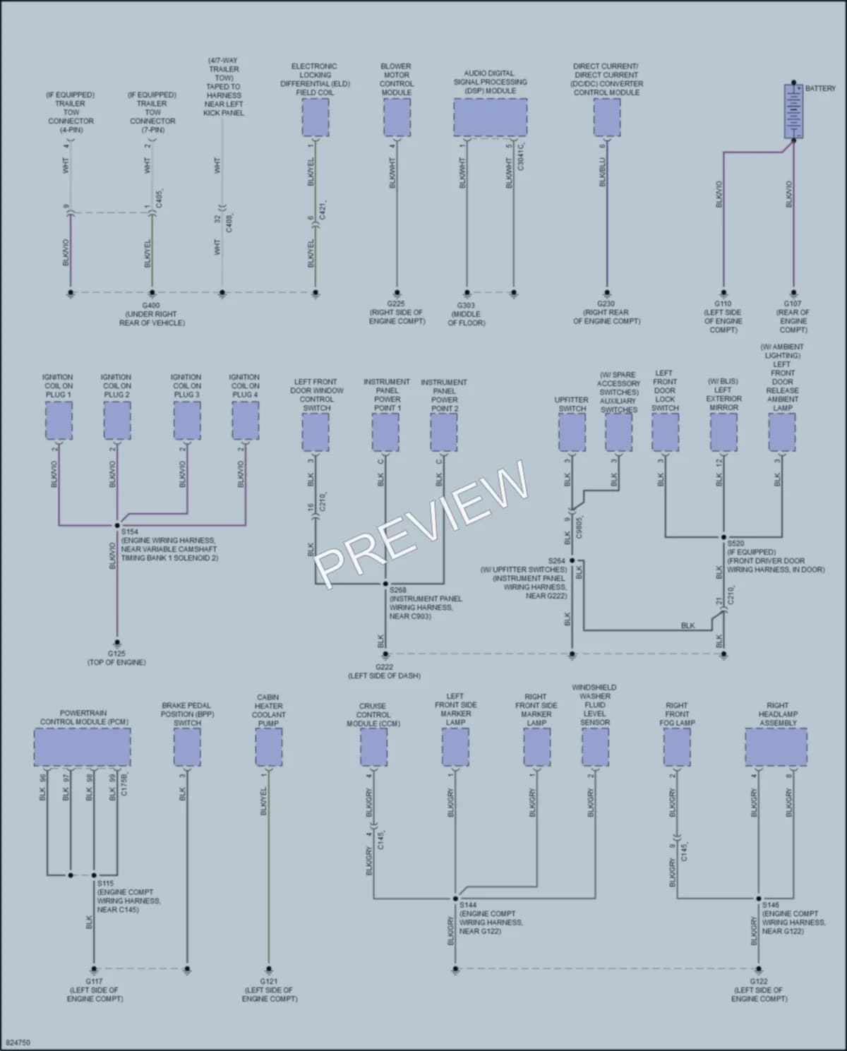 2023 Ford Ranger Ground Distribution wiring diagram preview