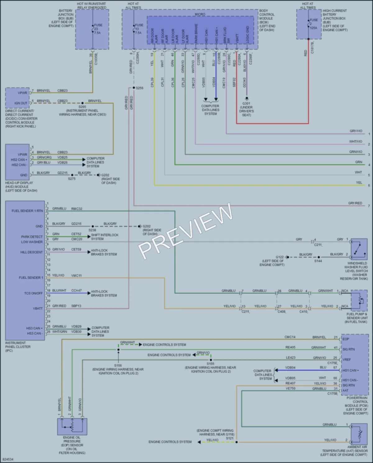 2023 Ford Ranger Instrument Cluster wiring diagram preview