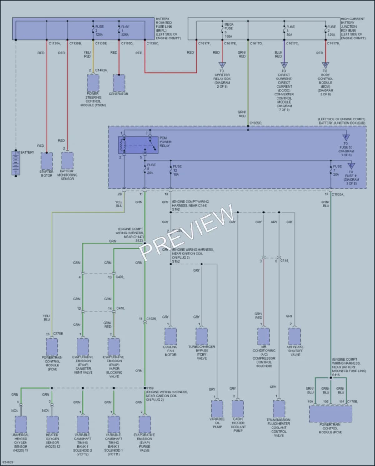 2023 Ford Ranger Power Distribution wiring diagram preview