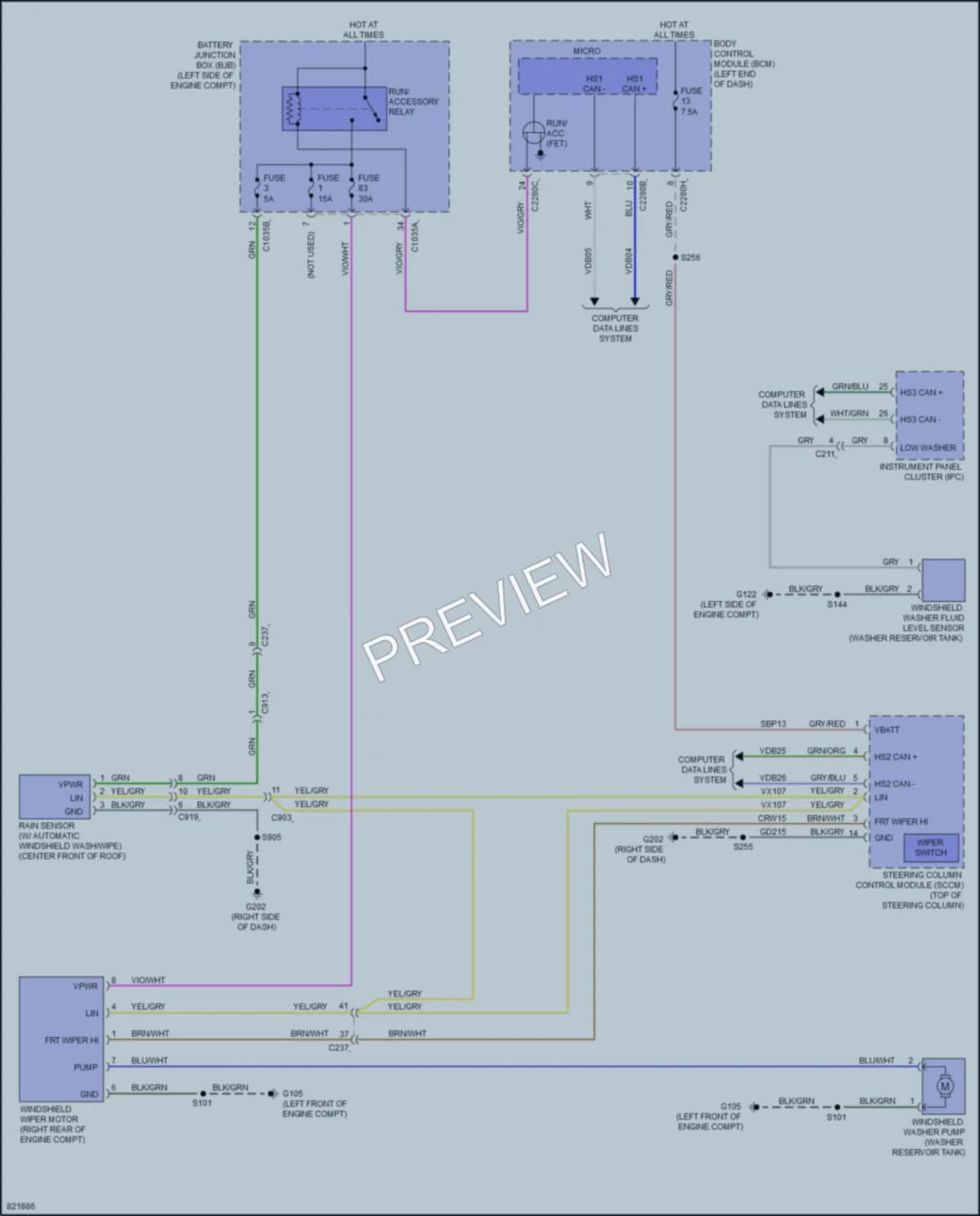 2023 Ford Ranger Wiper Washer wiring diagram preview