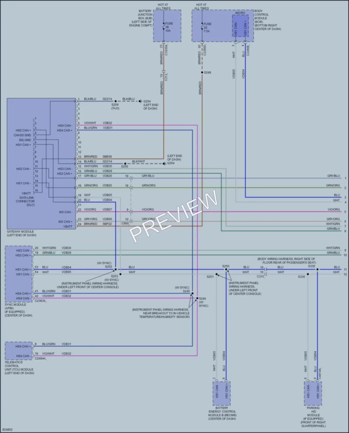 2023 Ford TransitConnect Computer Data Lines wiring diagram preview
