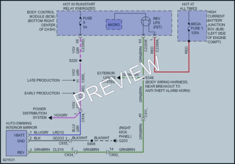 2023 Ford TransitConnect Power Mirrors wiring diagram preview