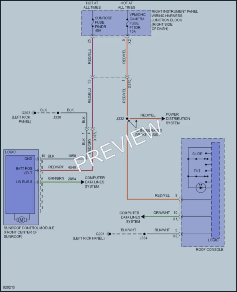 2023 GMC 1500Sierra Power Top Sunroof wiring diagram preview