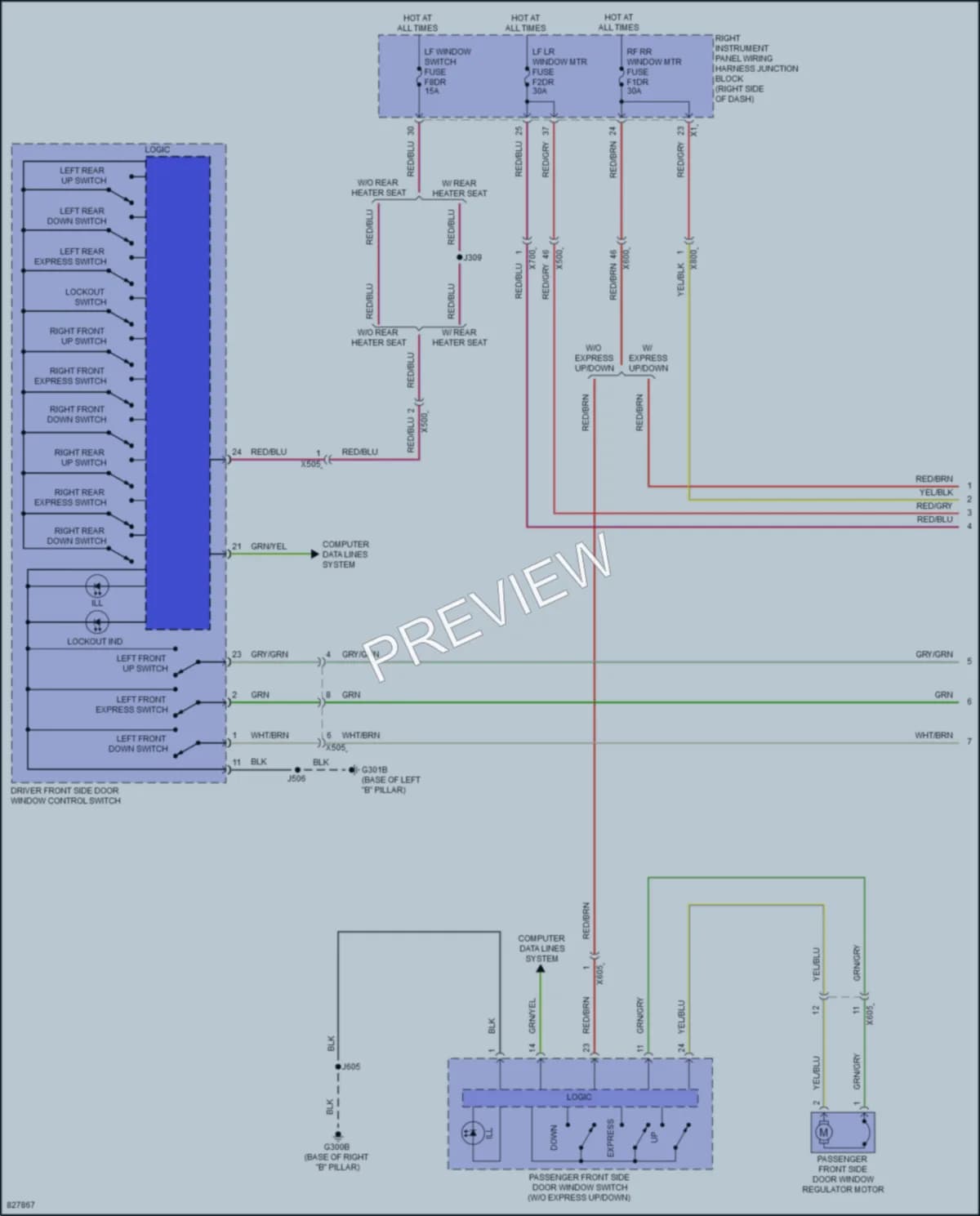 2023 GMC 1500Sierra Power Windows wiring diagram preview