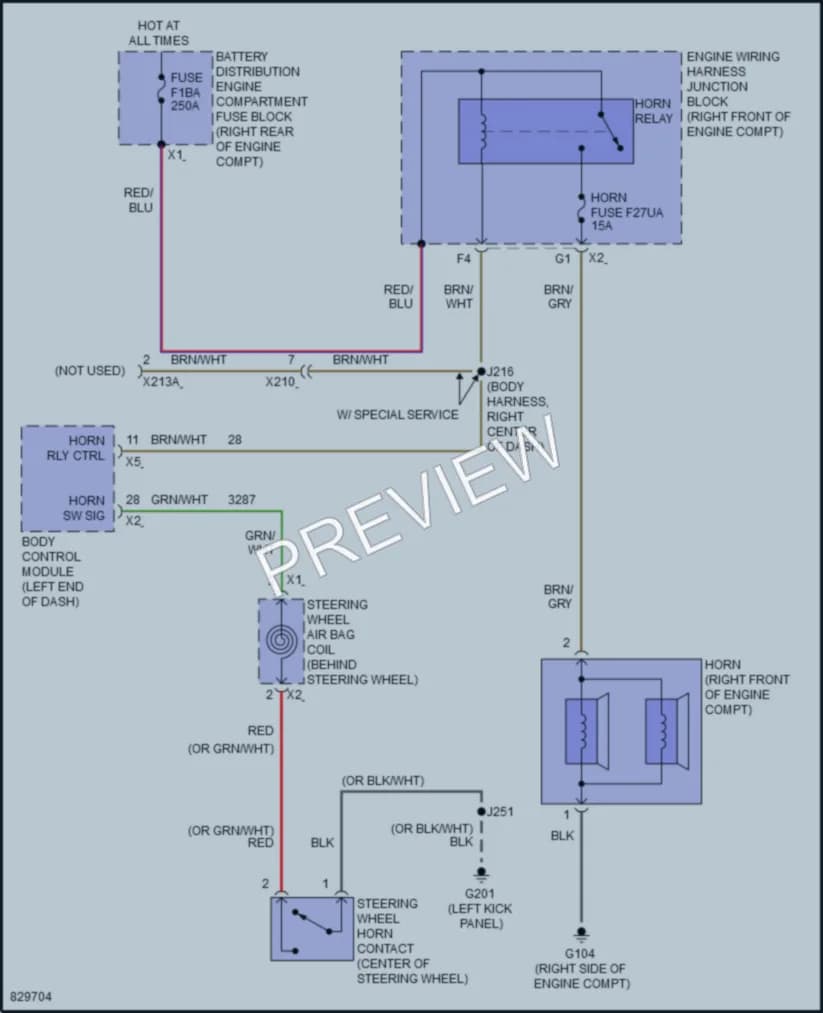 2023 GMC 1500SierraDenali Horn wiring diagram preview