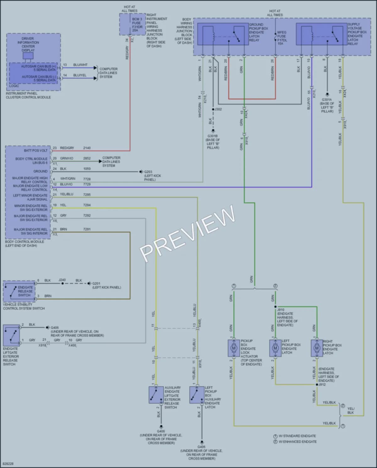 2023 GMC 1500SierraDenali Trunk Tailgate Fuel Door wiring diagram preview