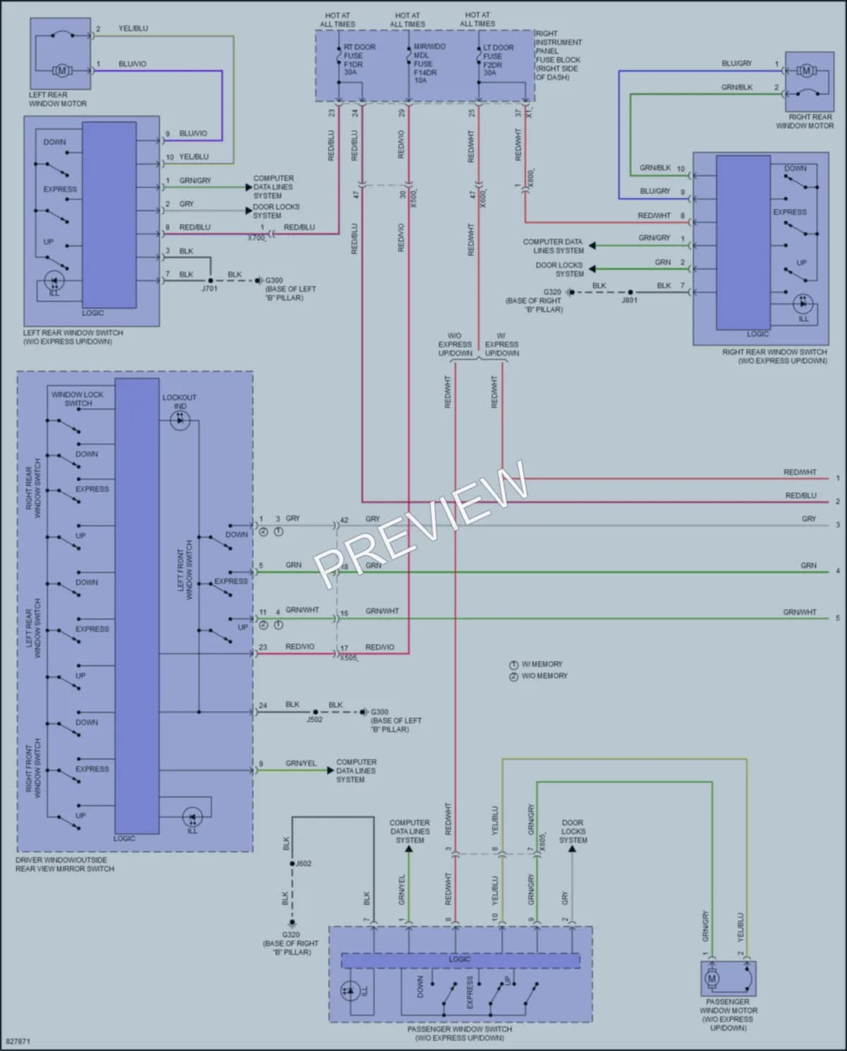 2023 GMC 2500HDSierraDenali Power Windows wiring diagram preview