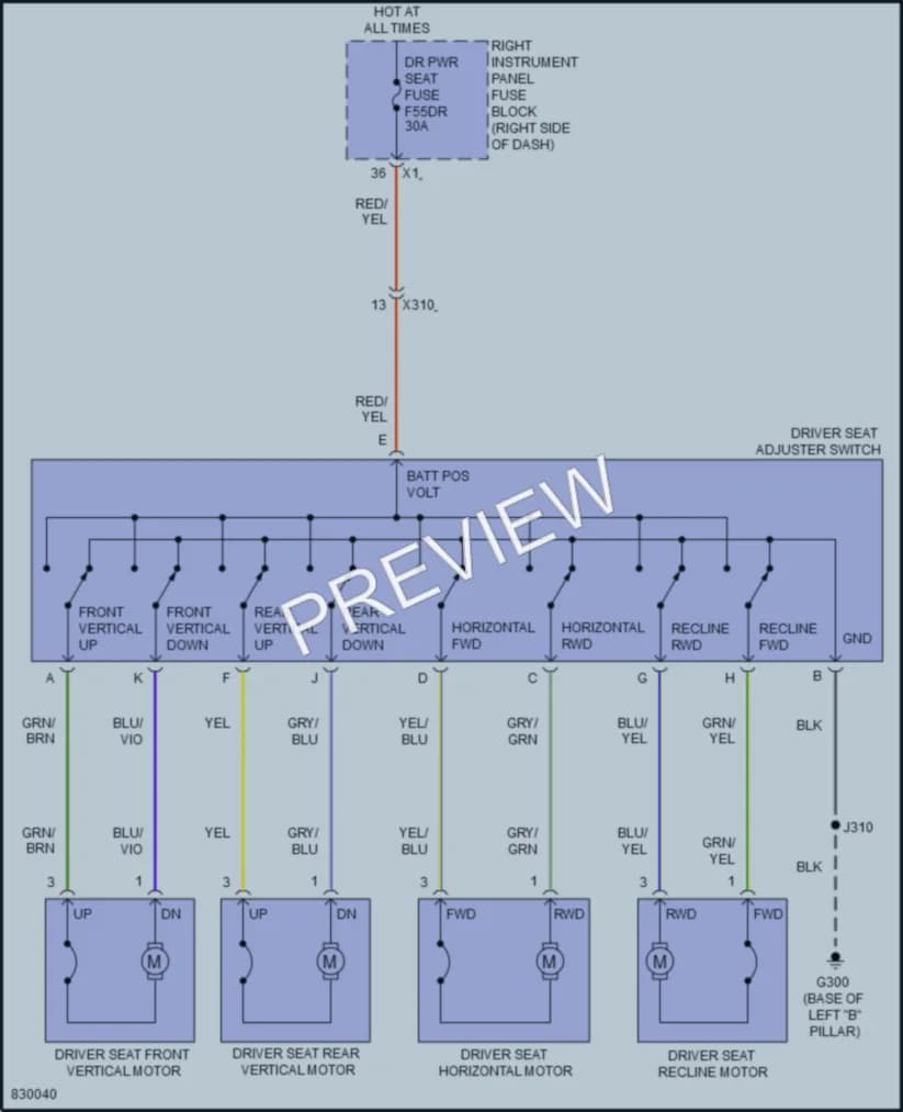 2023 GMC 3500HDSierraDenali Power Seats wiring diagram preview