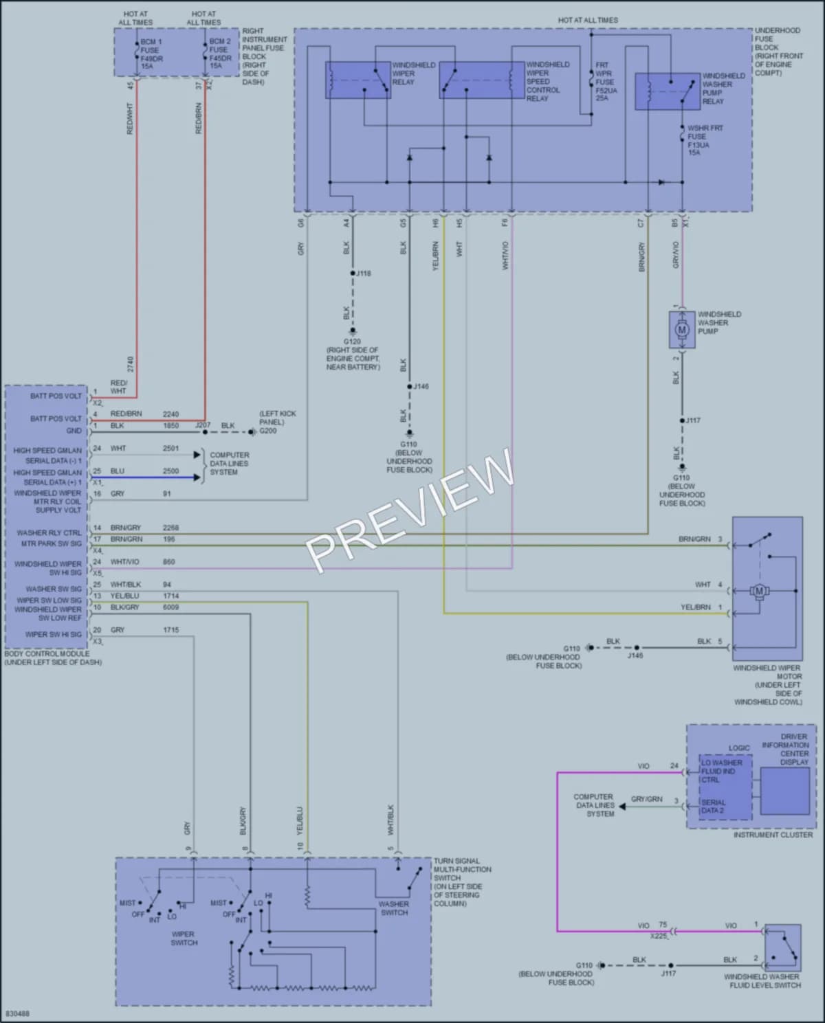 2023 GMC 3500HDSierraDenali Wiper Washer wiring diagram preview