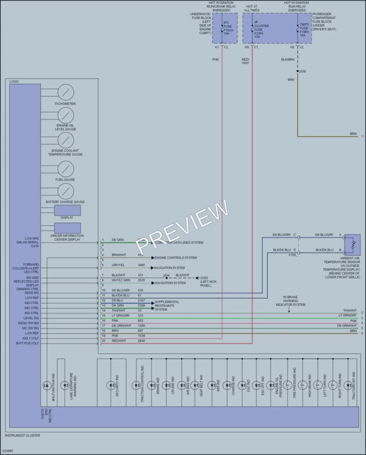 2023 GMC 3500Savana Instrument Cluster wiring diagram preview