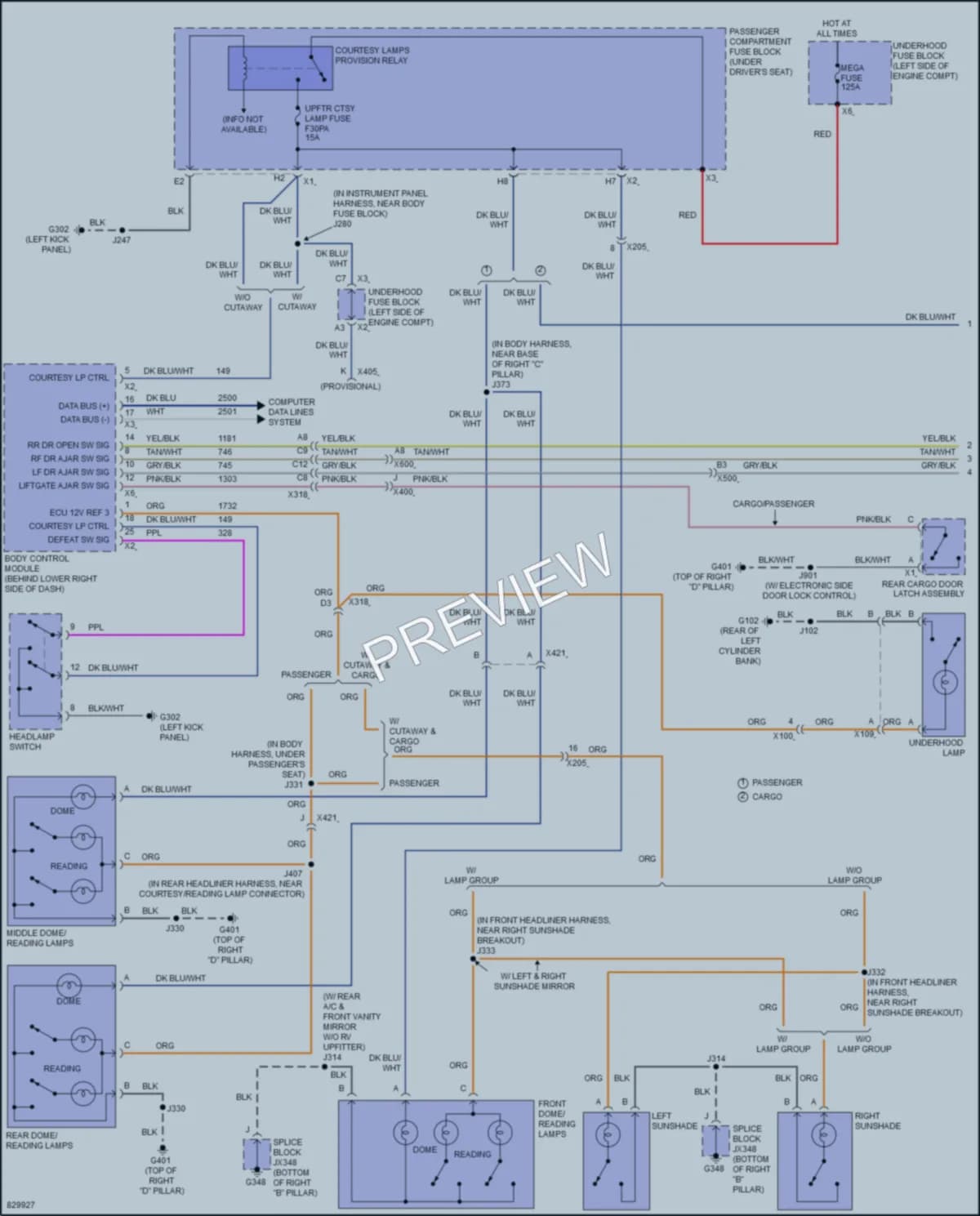 2023 GMC 3500Savana Interior Lights wiring diagram preview