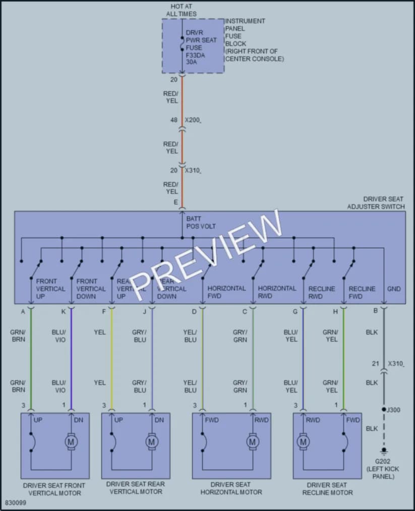 2023 GMC Acadia Power Seats wiring diagram preview