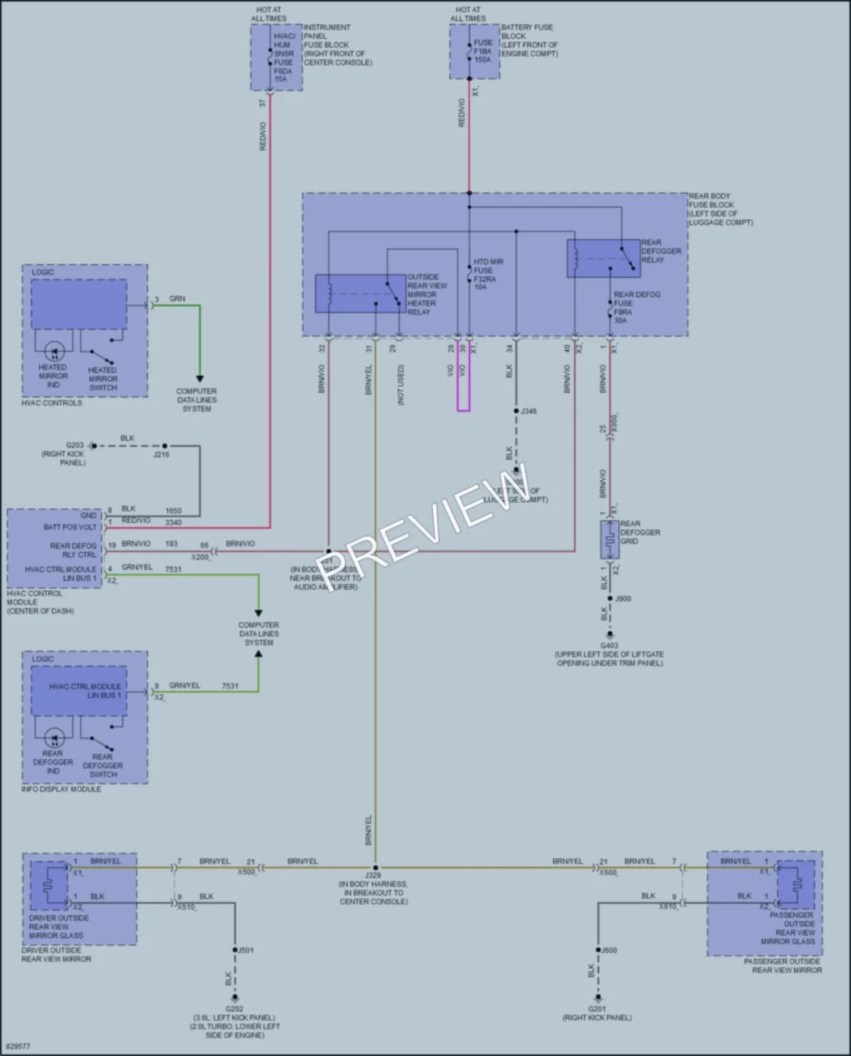 2023 GMC AcadiaDenali Defoggers wiring diagram preview