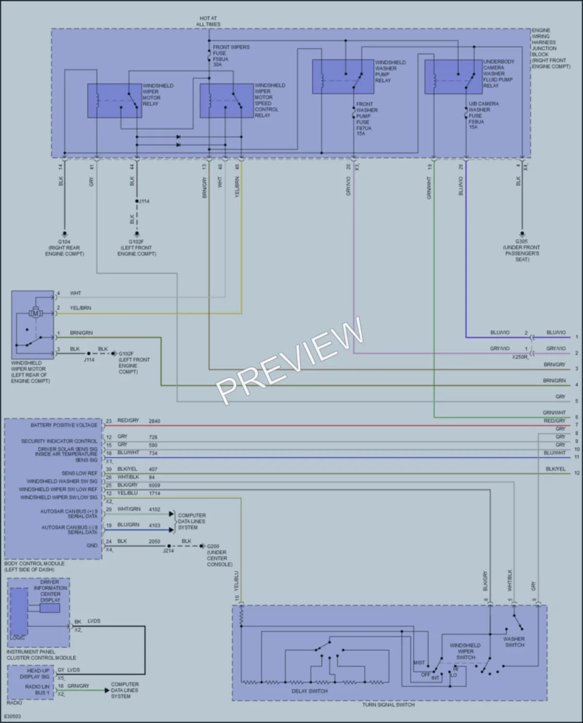 2023 GMC Canyon Wiper Washer wiring diagram preview