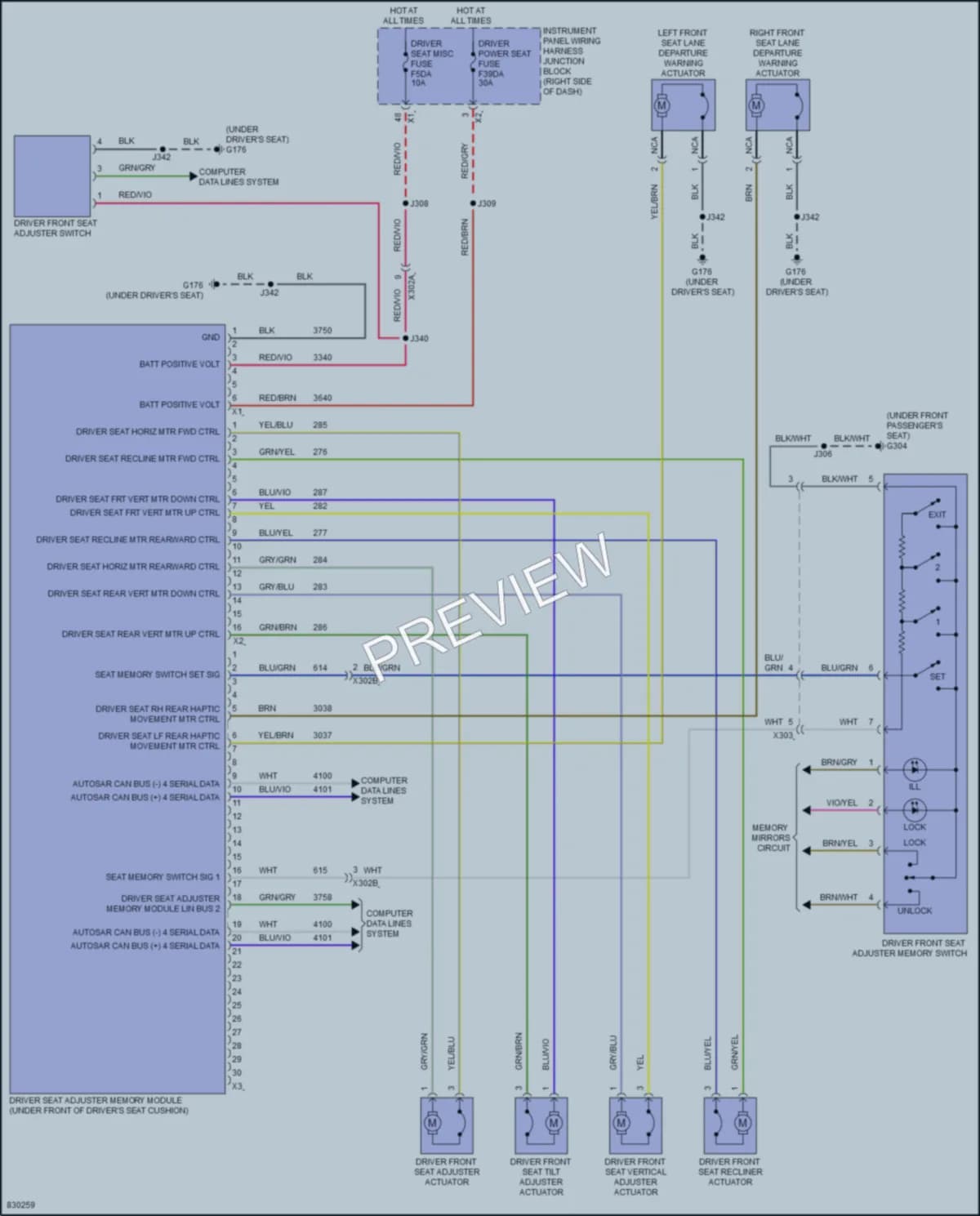 2023 GMC CanyonDenali Memory Systems wiring diagram preview