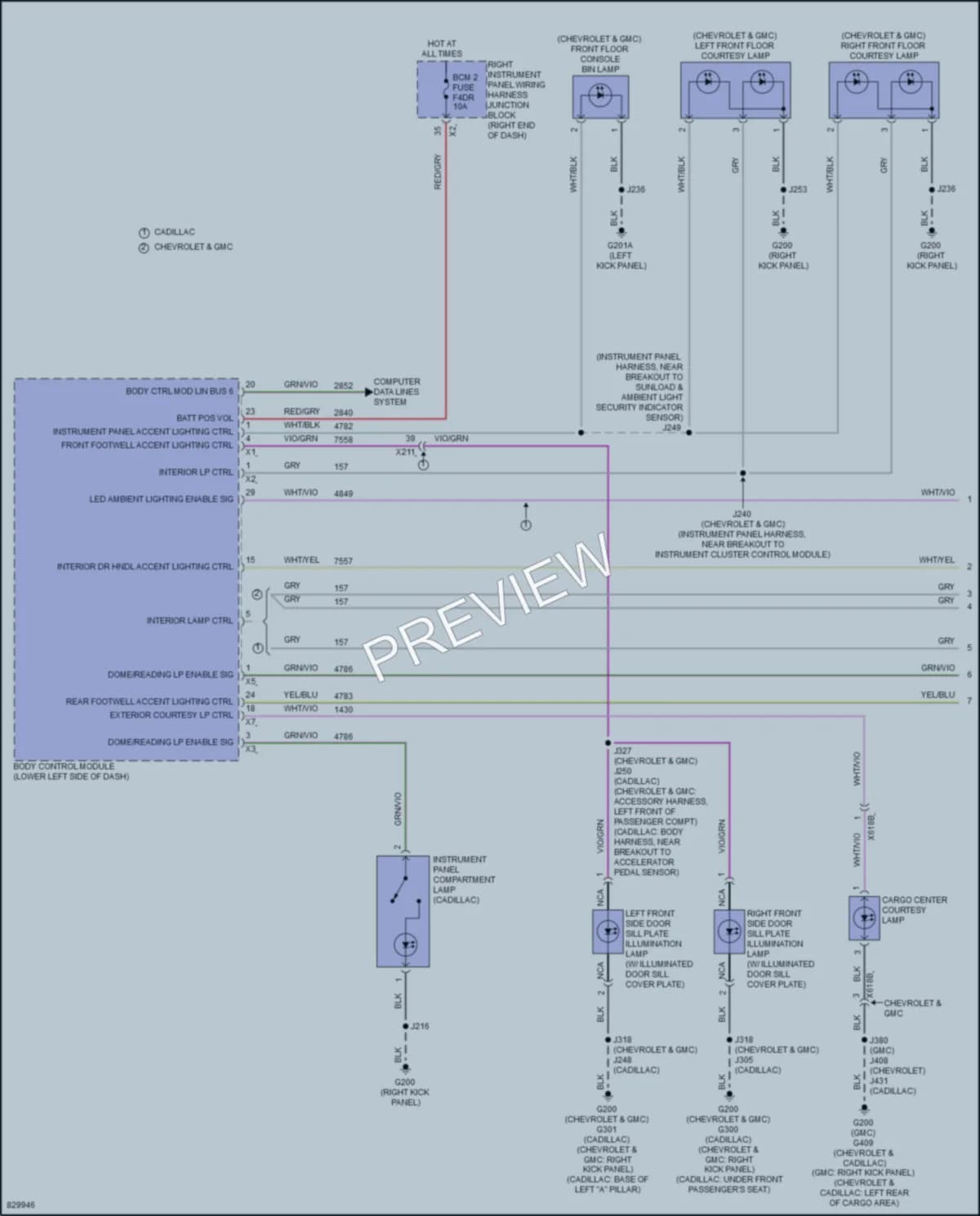 2023 GMC Yukon Interior Lights wiring diagram preview