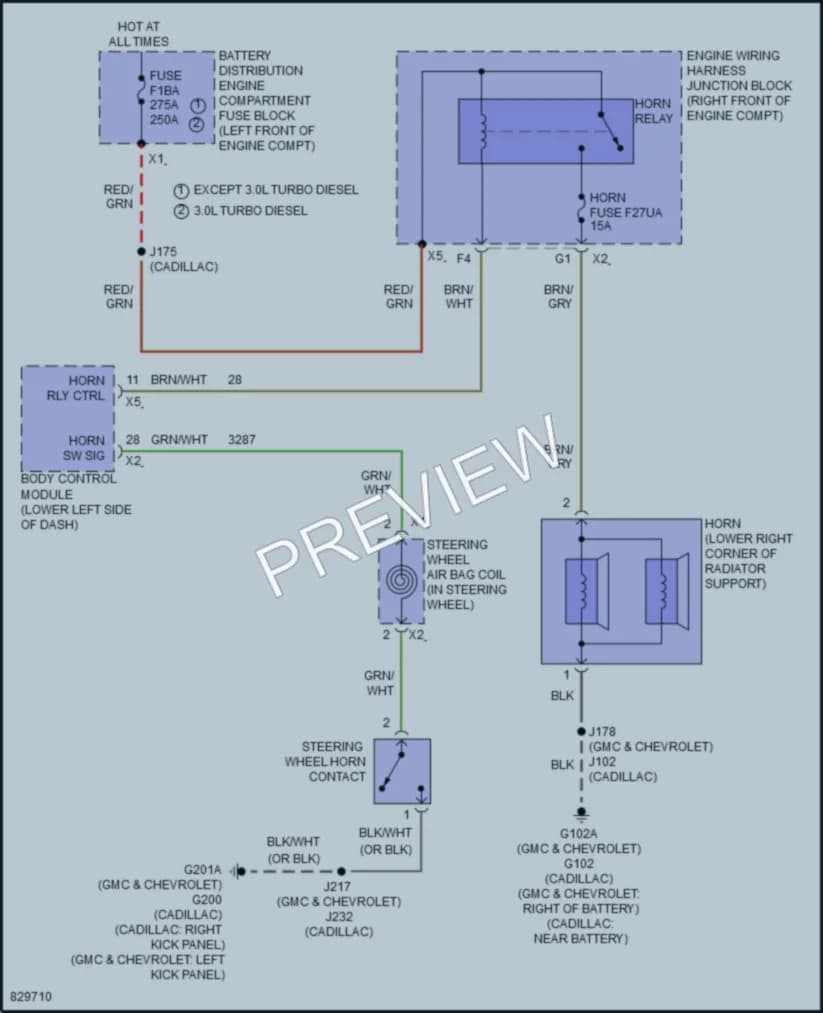 2023 GMC YukonXL Horn wiring diagram preview
