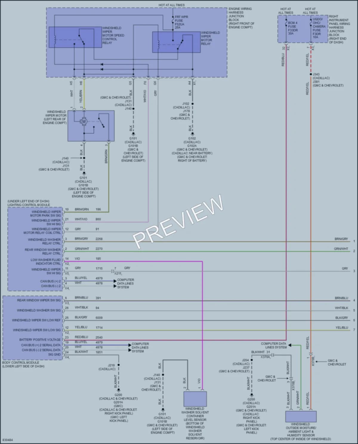 2023 GMC YukonXL Wiper Washer wiring diagram preview