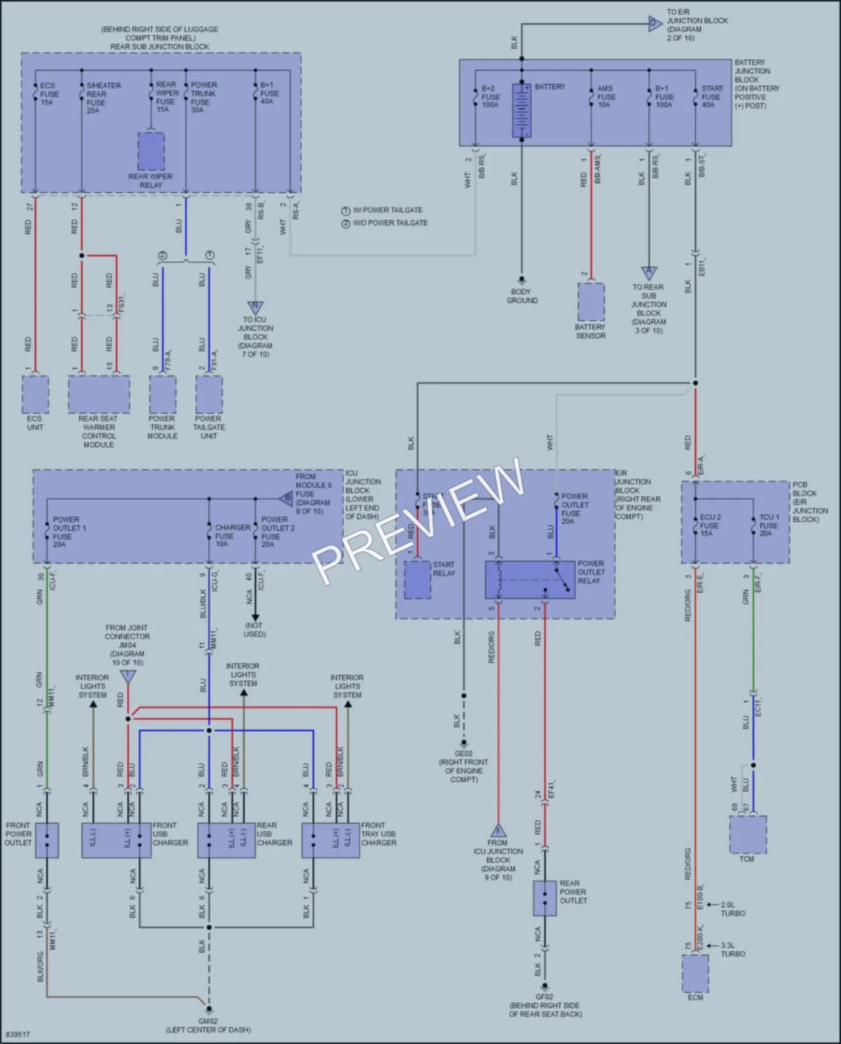2023 Genesis G70 Power Distribution wiring diagram preview