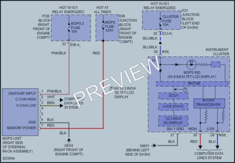 2023 Genesis GV80 Electronic Power Steering wiring diagram preview