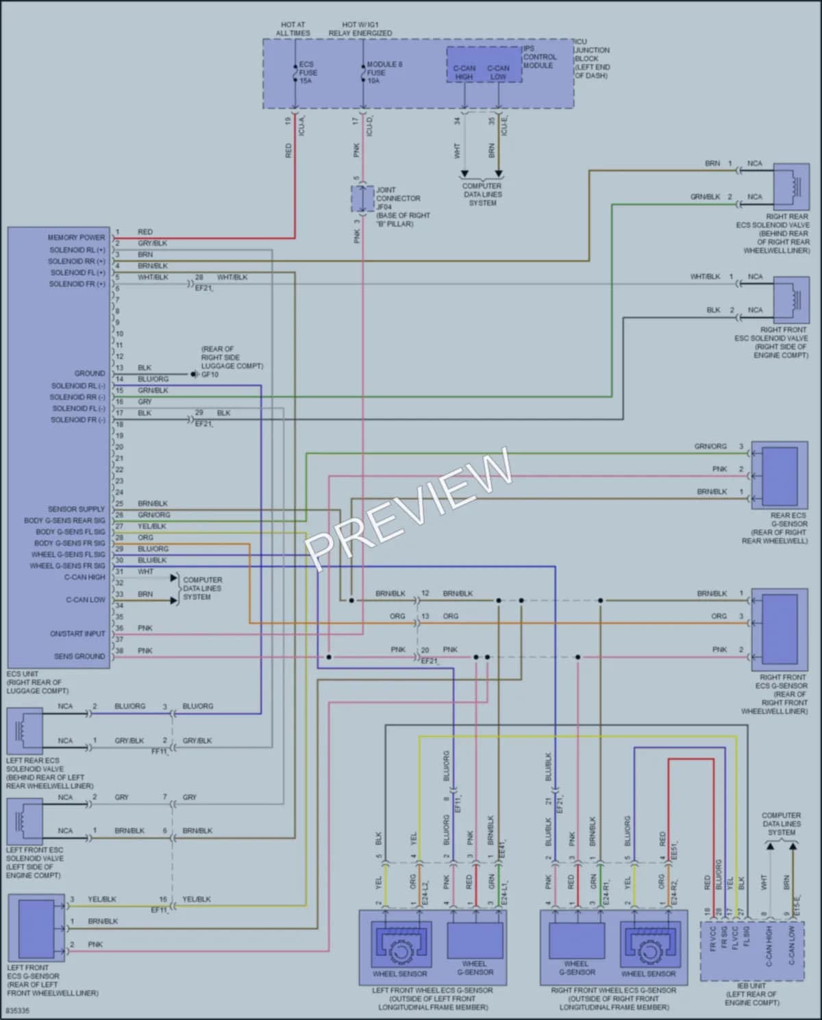 2023 Genesis GV80 Electronic Suspension wiring diagram preview