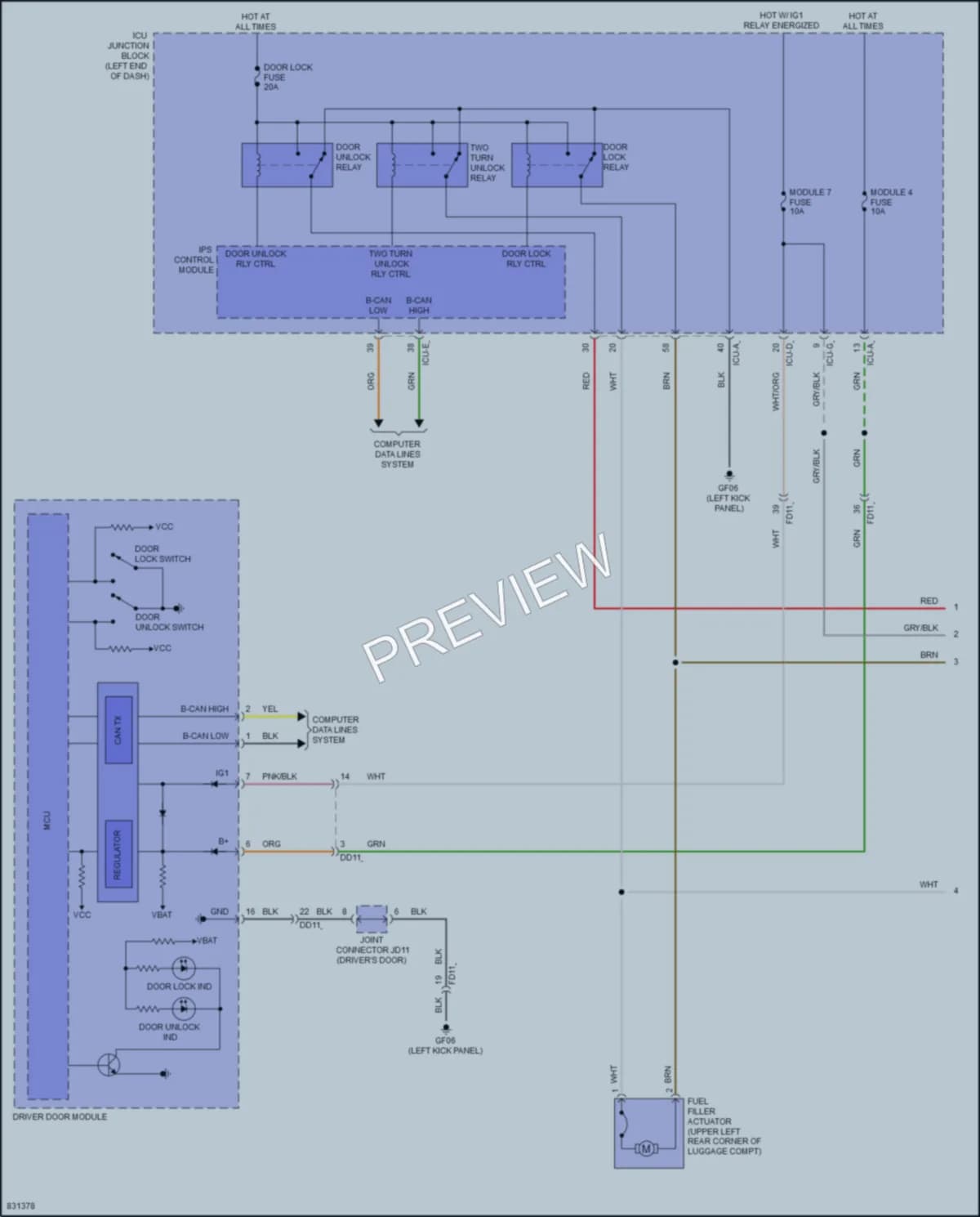 2023 Genesis GV80 Power Door Locks wiring diagram preview