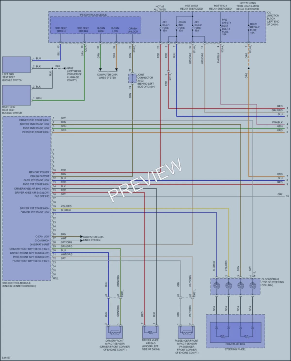 2023 Genesis GV80 Supplemental Restraints wiring diagram preview