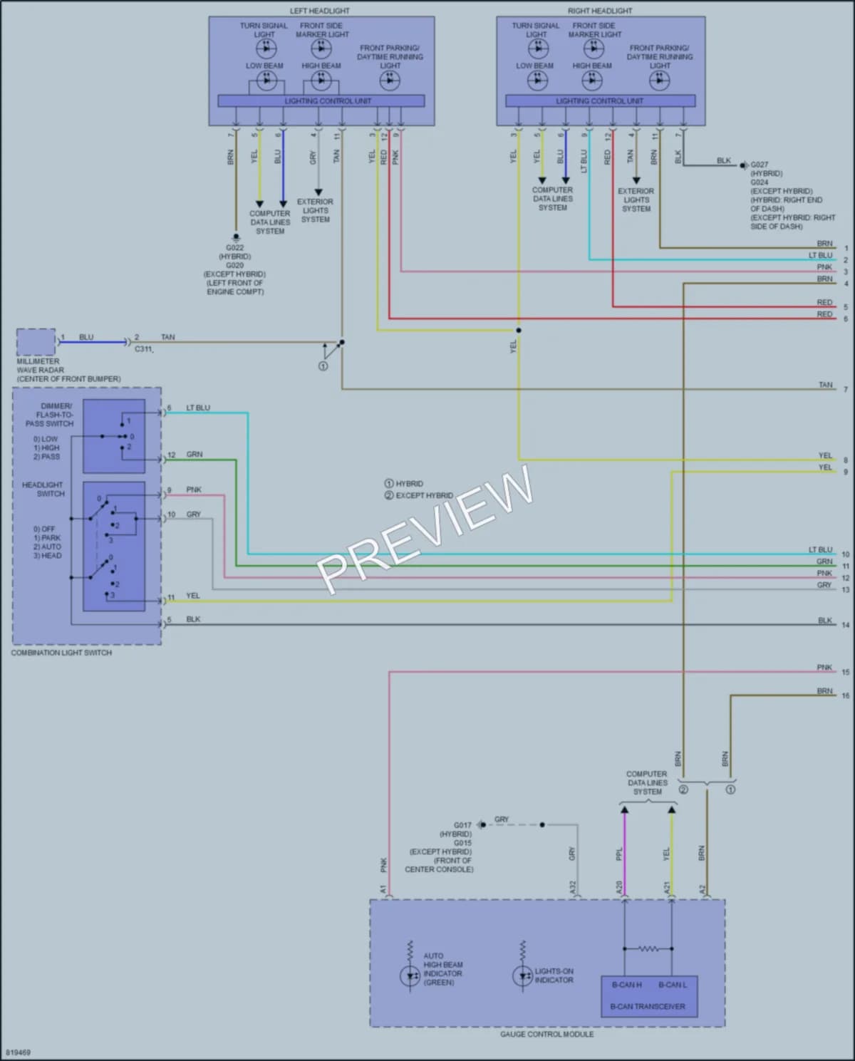 2023 Honda AccordHybrid Headlights wiring diagram preview