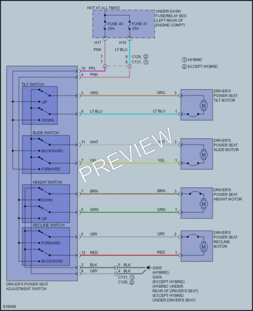 2023 Honda AccordHybrid Power Seats wiring diagram preview