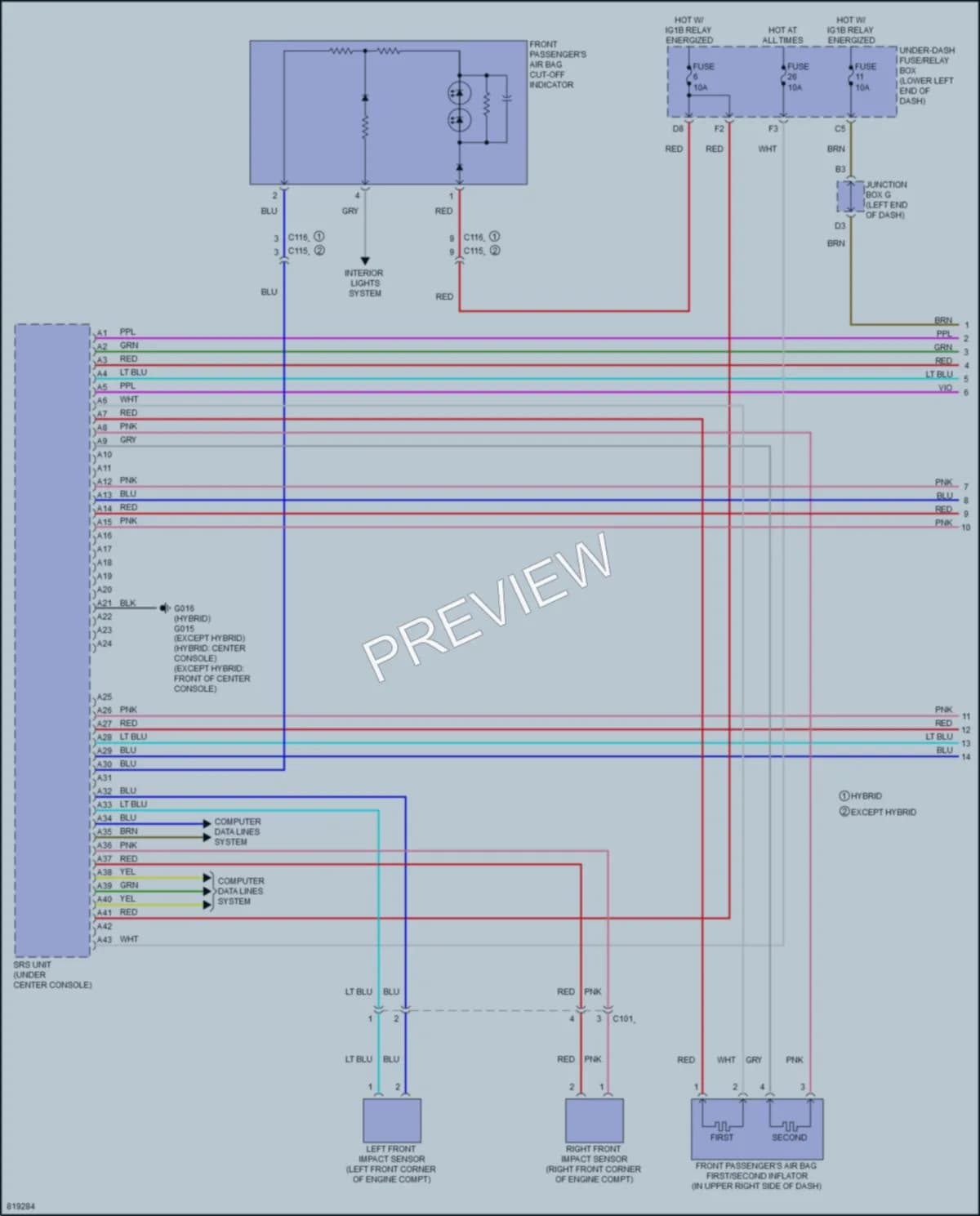 2023 Honda AccordHybrid Supplemental Restraints wiring diagram preview