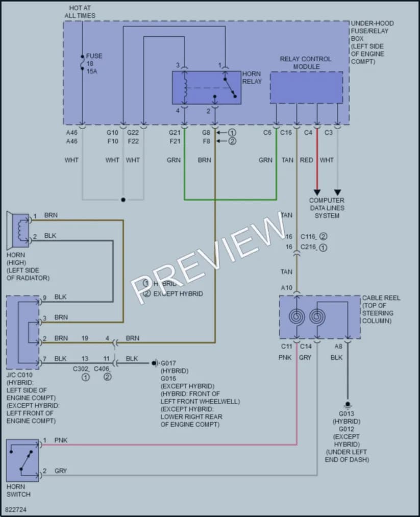 2023 Honda CRV Horn wiring diagram preview