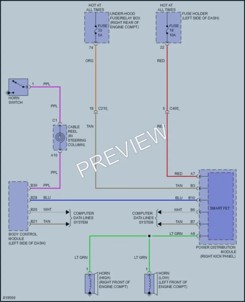 2023 Honda Odyssey Horn wiring diagram preview