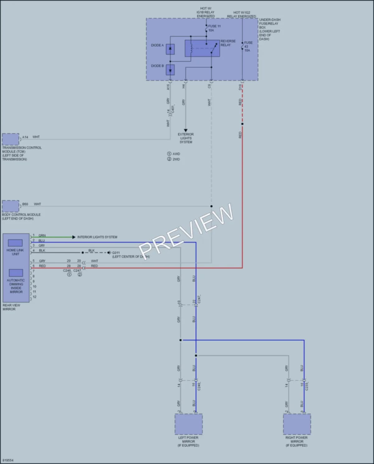 2023 Honda Pilot Power Mirrors wiring diagram preview