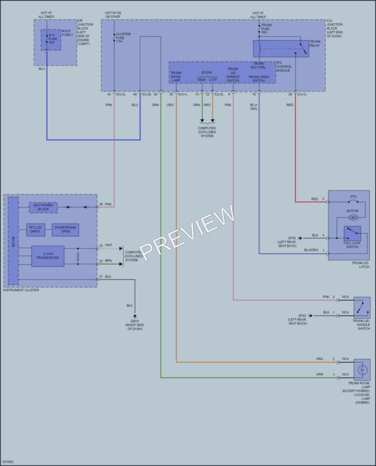 2023 Hyundai Elantra Trunk Tailgate Fuel Door wiring diagram preview