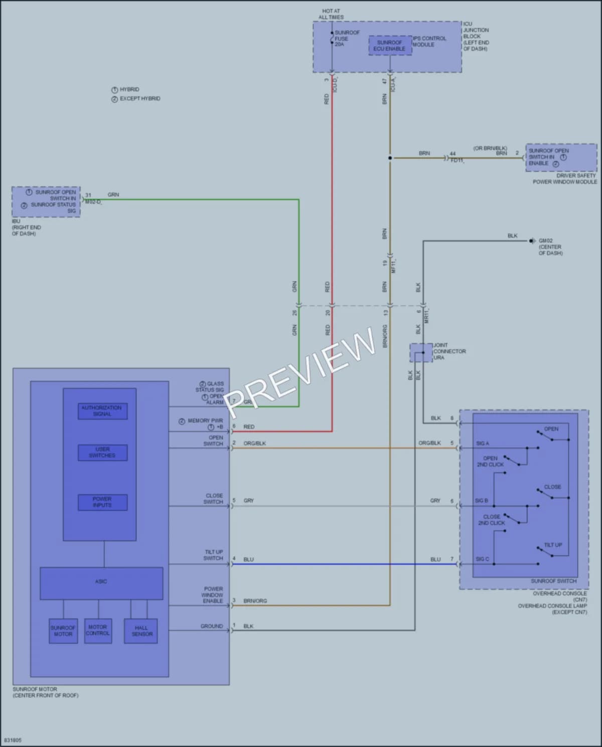 2023 Hyundai ElantraHybrid Power Top Sunroof wiring diagram preview