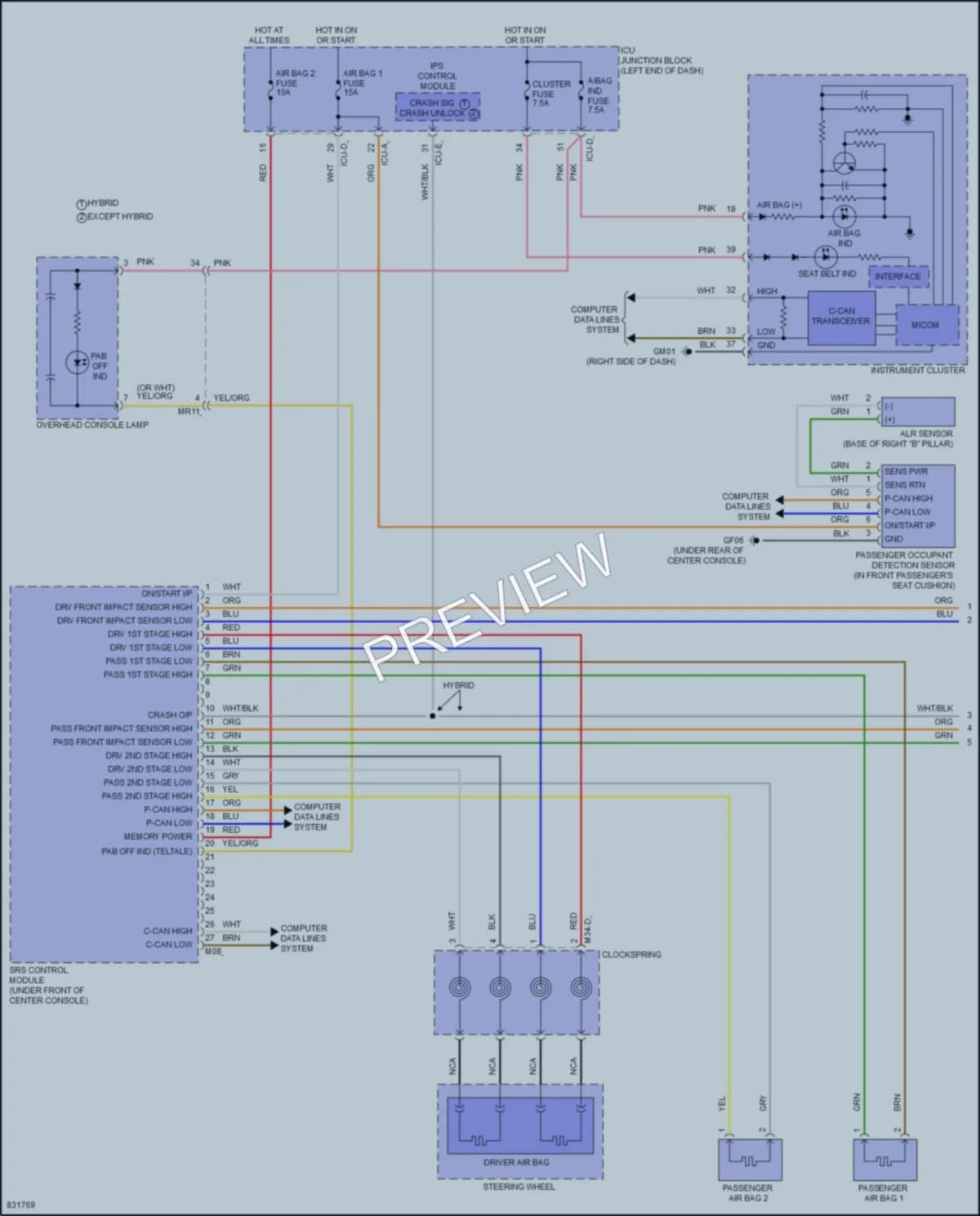 2023 Hyundai ElantraHybrid Supplemental Restraints wiring diagram preview