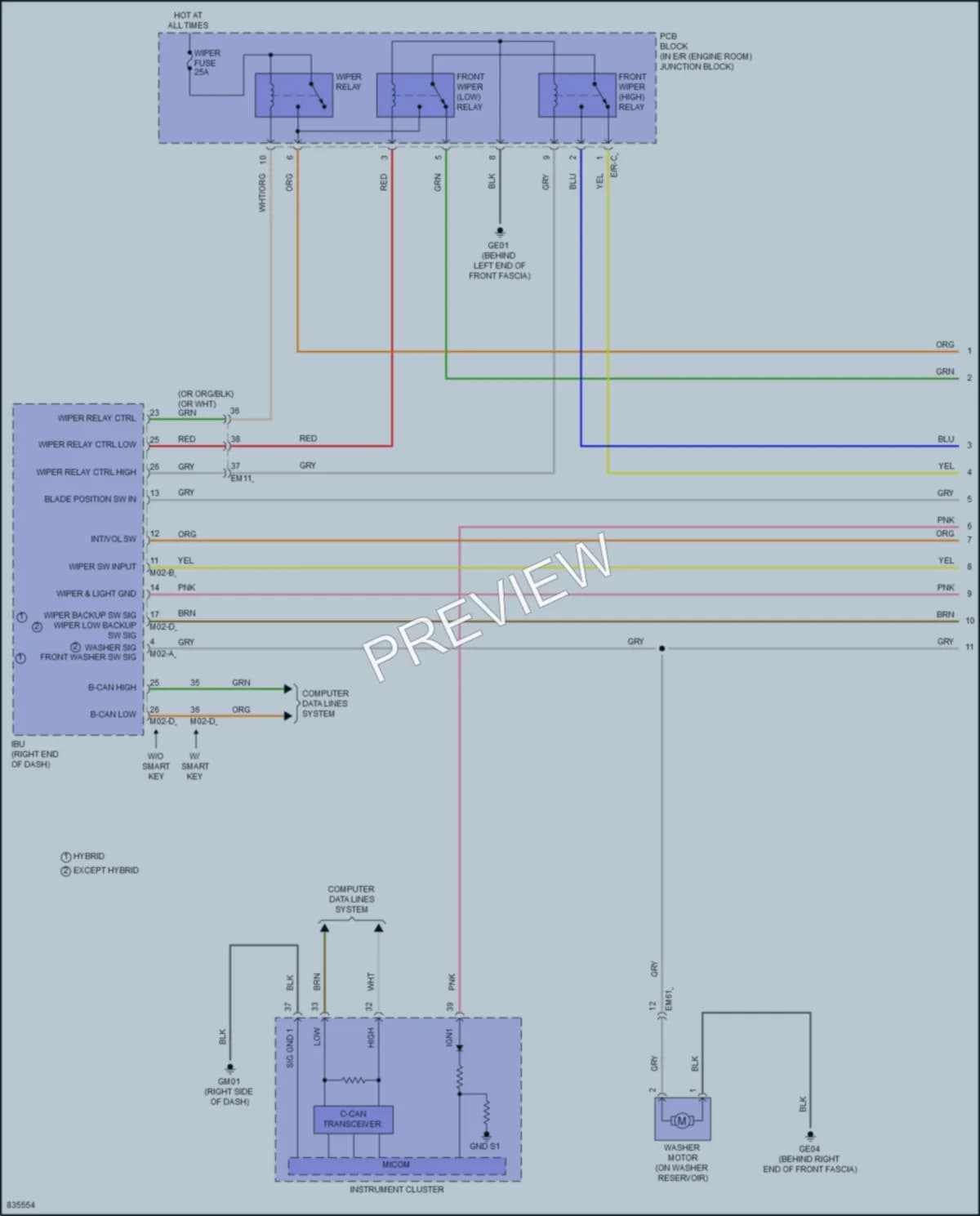 2023 Hyundai ElantraHybrid Wiper Washer wiring diagram preview