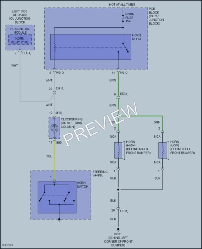 2023 Hyundai Ioniq5 Horn wiring diagram preview