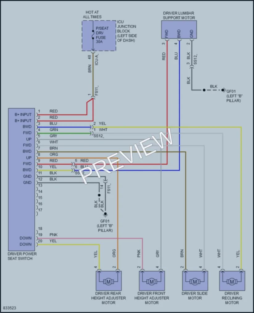 2023 Hyundai Ioniq5 Power Seats wiring diagram preview