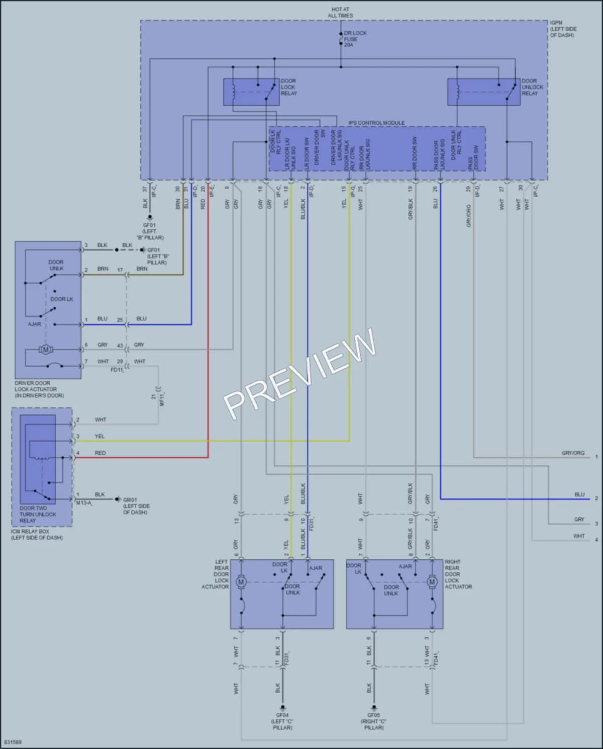 2023 Hyundai Kona Power Door Locks wiring diagram preview