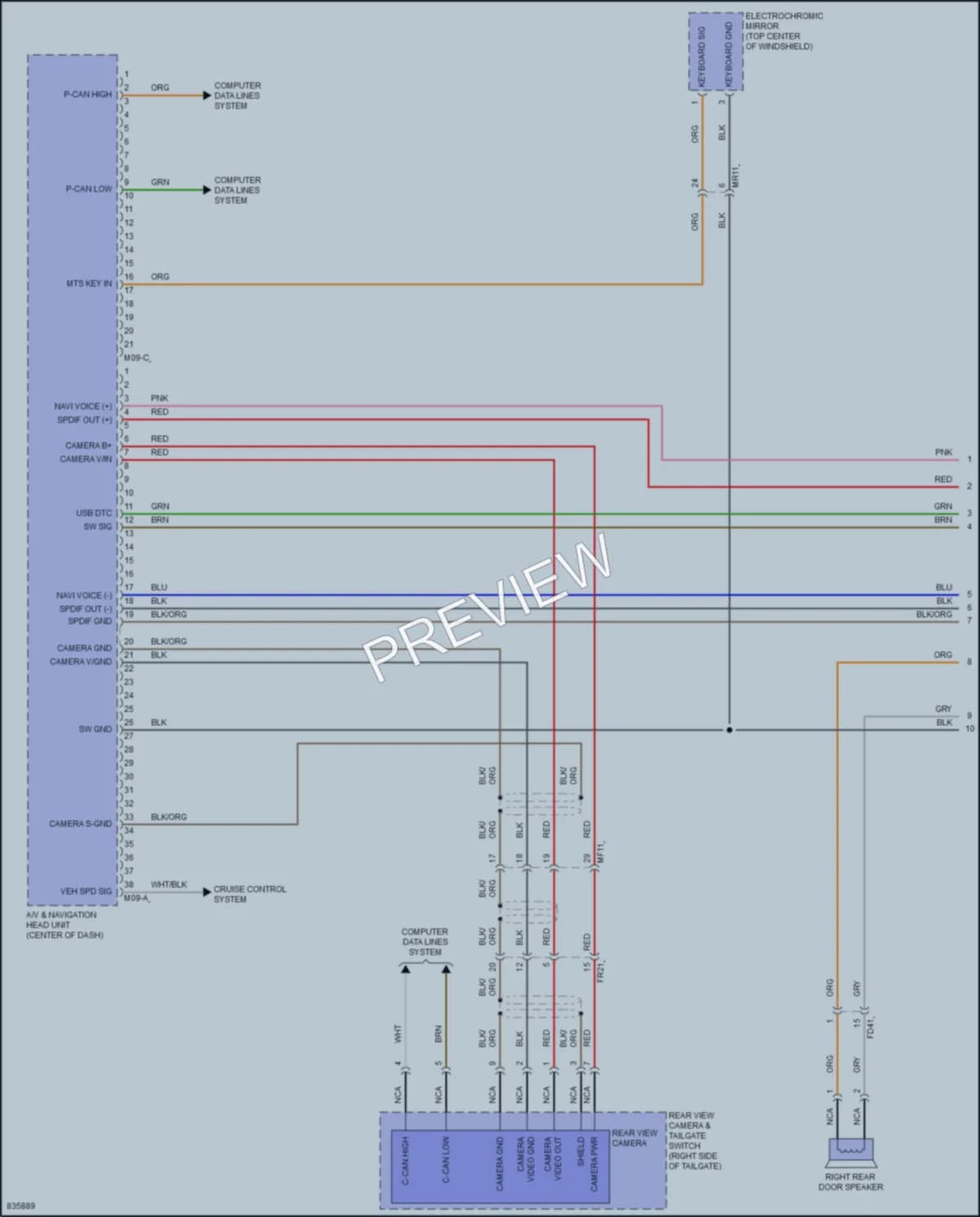 2023 Hyundai Kona Radio wiring diagram preview