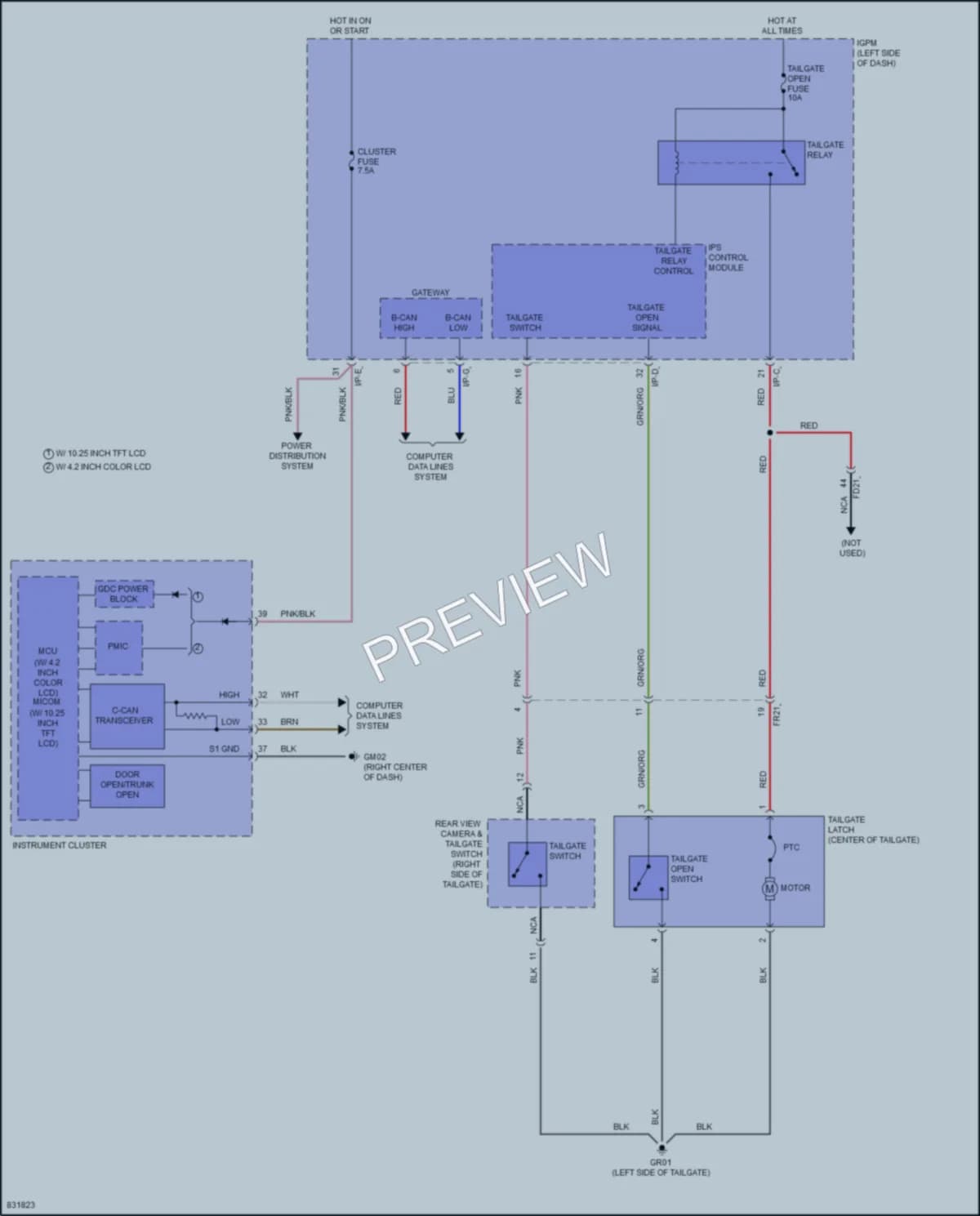 2023 Hyundai Kona Trunk Tailgate Fuel Door wiring diagram preview
