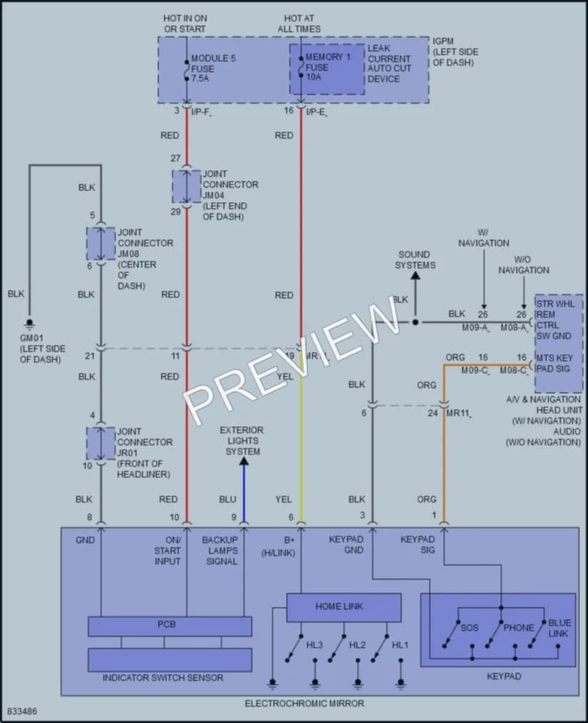 2023 Hyundai KonaElectric Power Mirrors wiring diagram preview