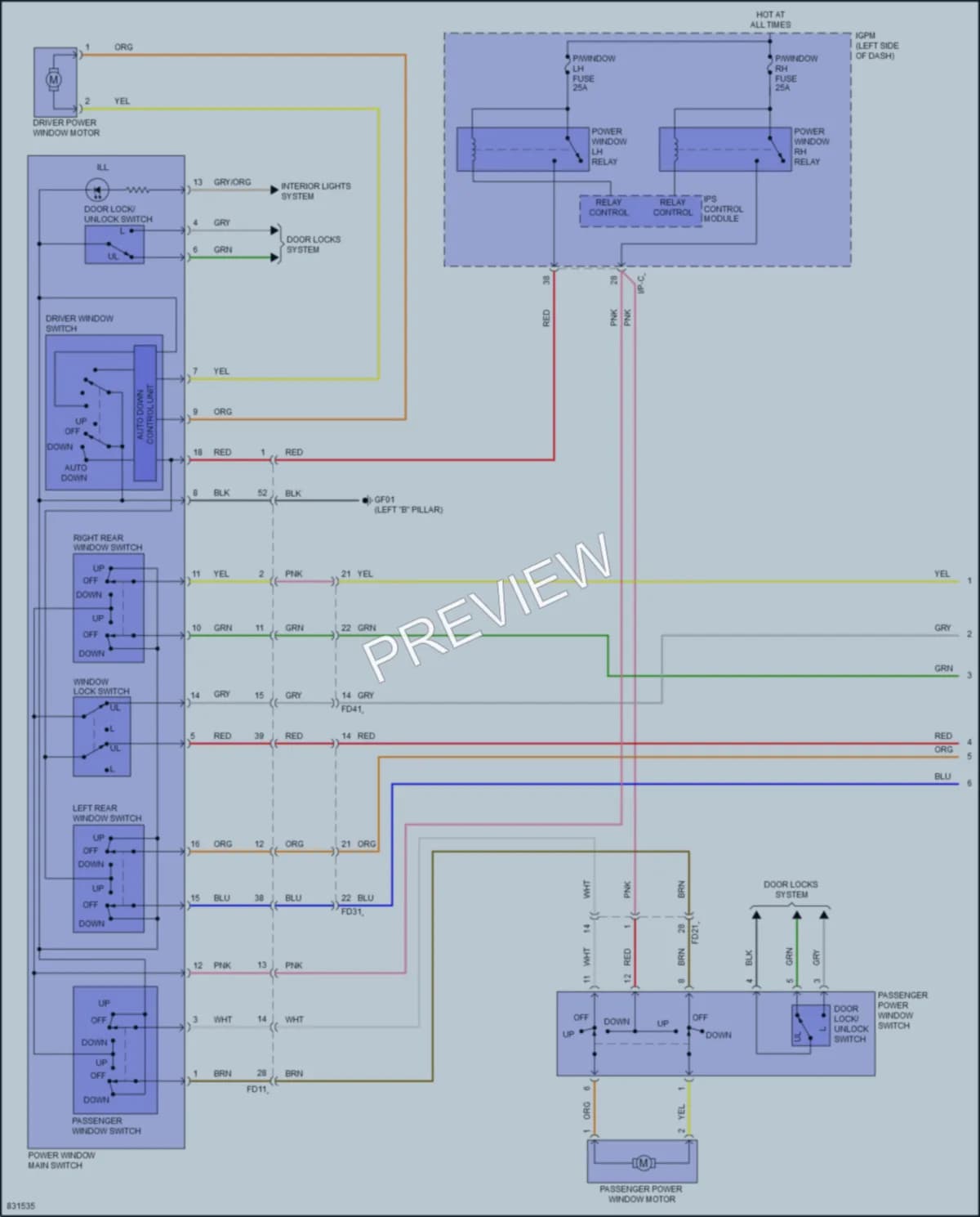 2023 Hyundai KonaElectric Power Windows wiring diagram preview