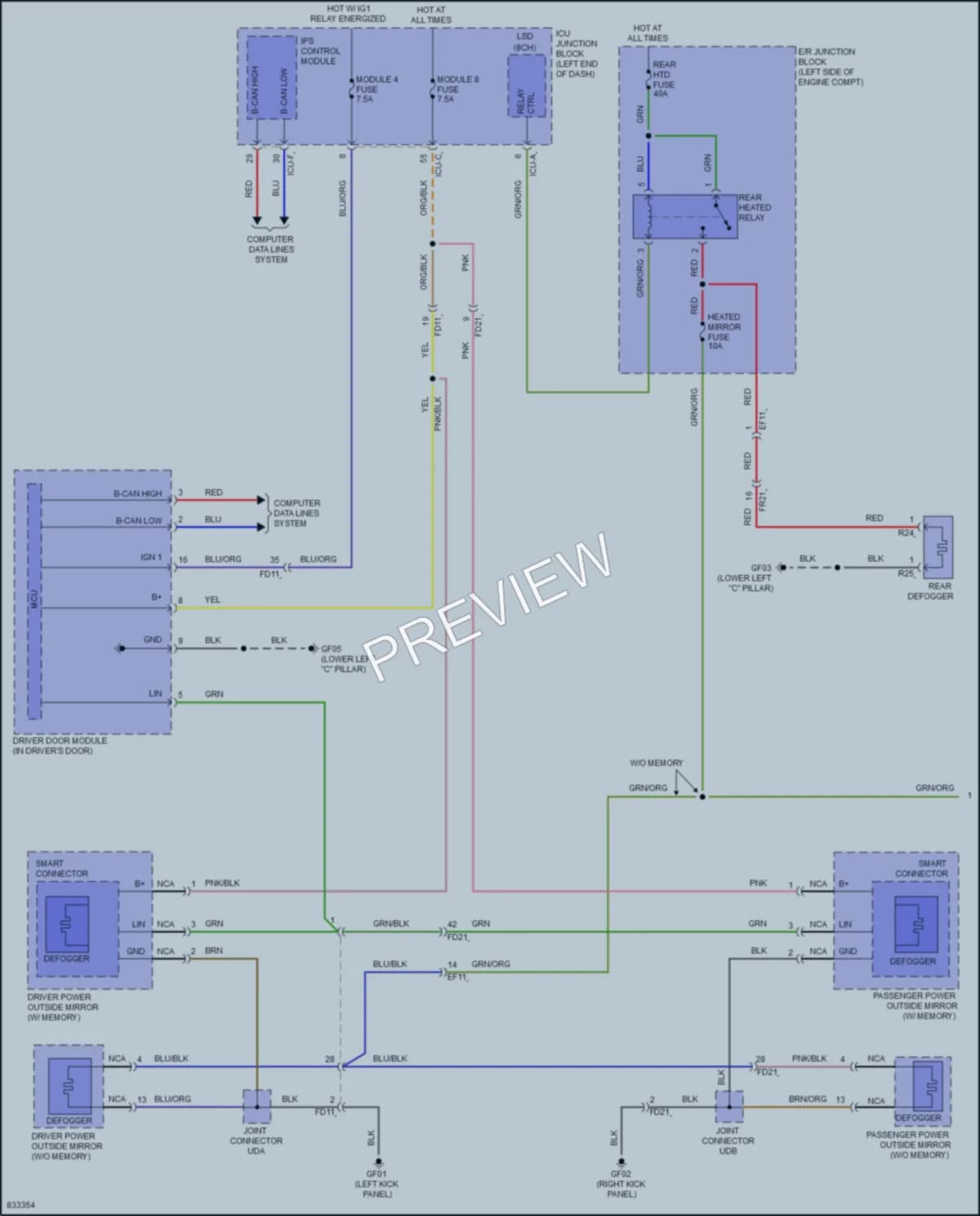2023 Hyundai Palisade Defoggers wiring diagram preview