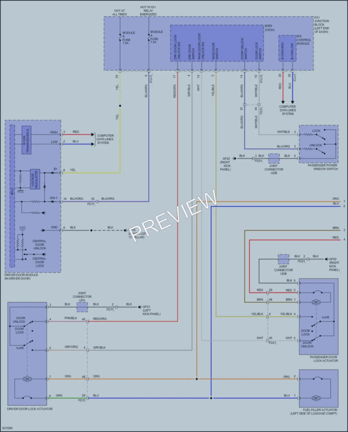 2023 Hyundai Palisade Power Door Locks wiring diagram preview