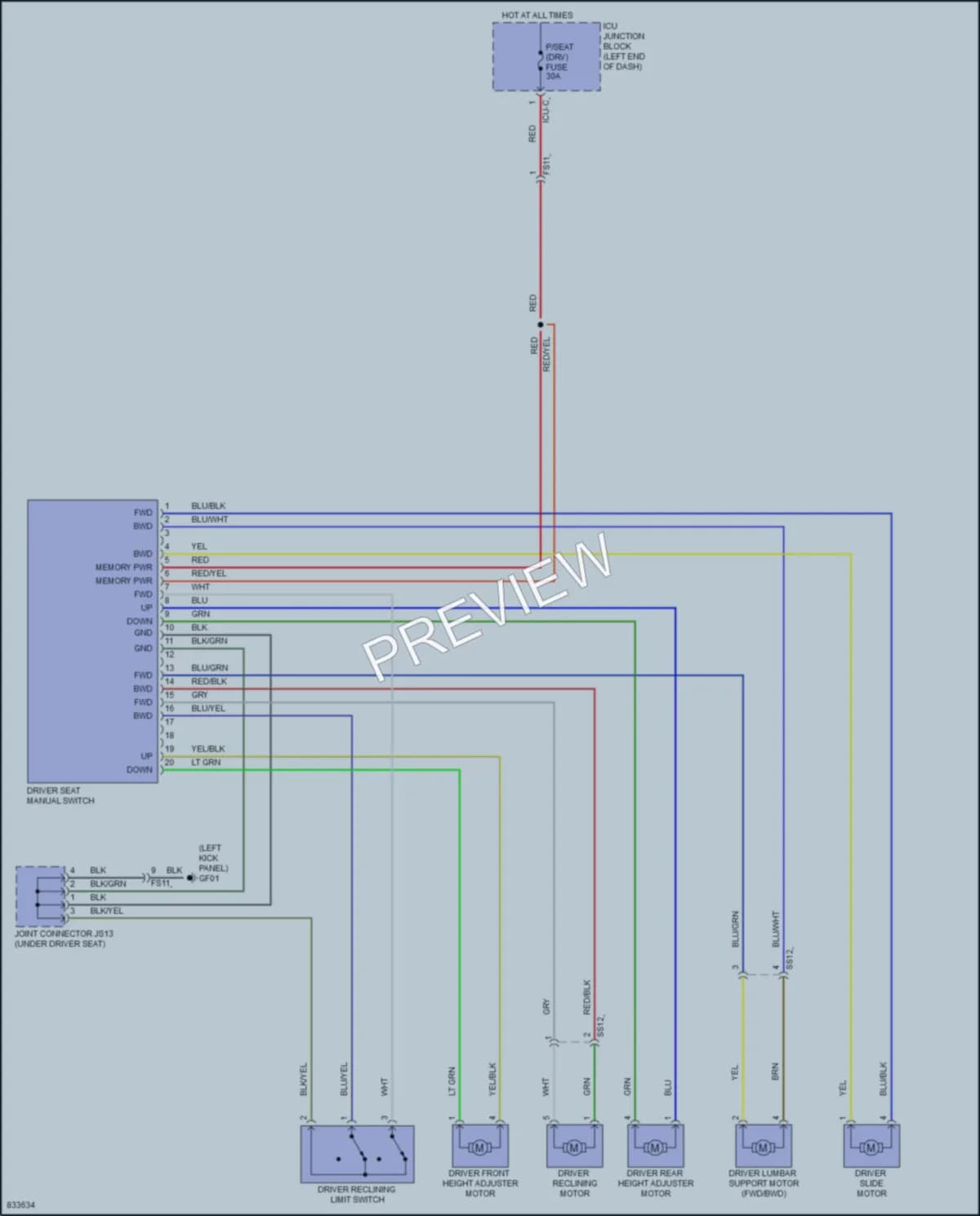 2023 Hyundai Palisade Power Seats wiring diagram preview